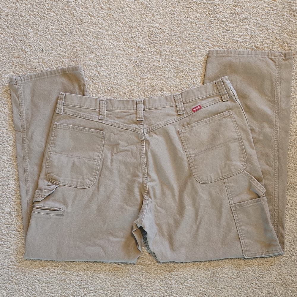 Men's Casual Cotton Pants in Beige - Classic Straight Fit 44 X 32